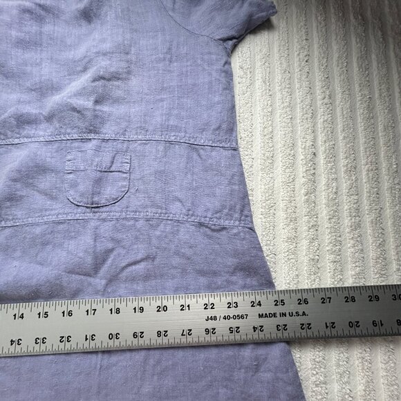 Becky's 1633 Womens Hand Printed Short Sleeve Shift Dress Medium Purple Pullover - Picture 6 of 8